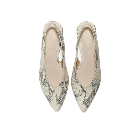 Cole Haan Women Ivory Beige Leather Merrit Skimmer Slingback Flats Sandals GUC - Picture 2 of 9